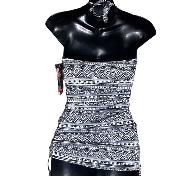 Hapari Sahara seaside tankini top xs rouched tie sides halter top - Picture 6 of 6